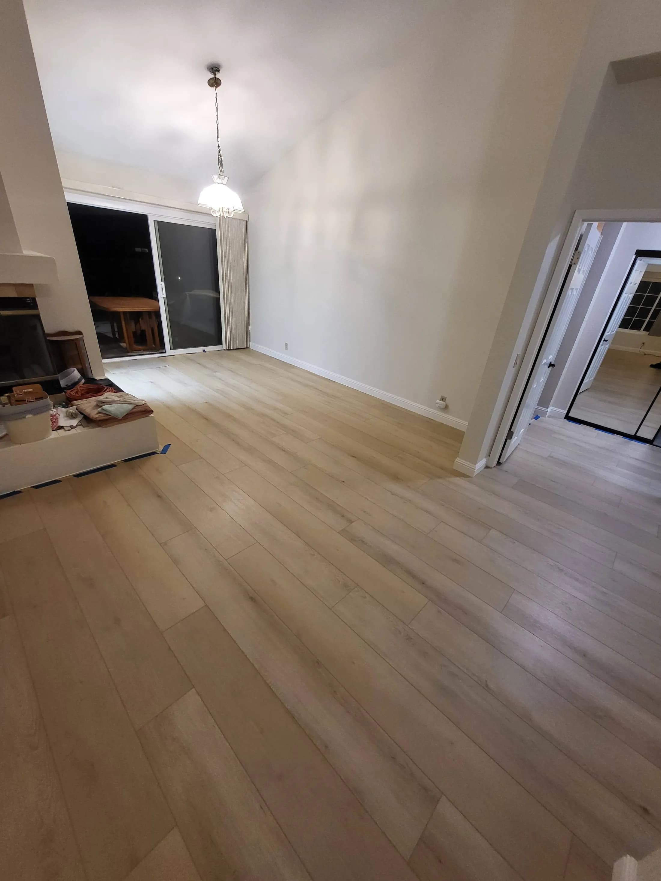 Luxury vinyl plank flooring installed in a San Marcos hillside home by Zelo Flooring