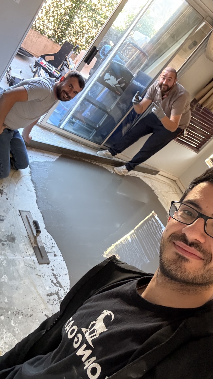 The Zelo crew mid self-leveling pour