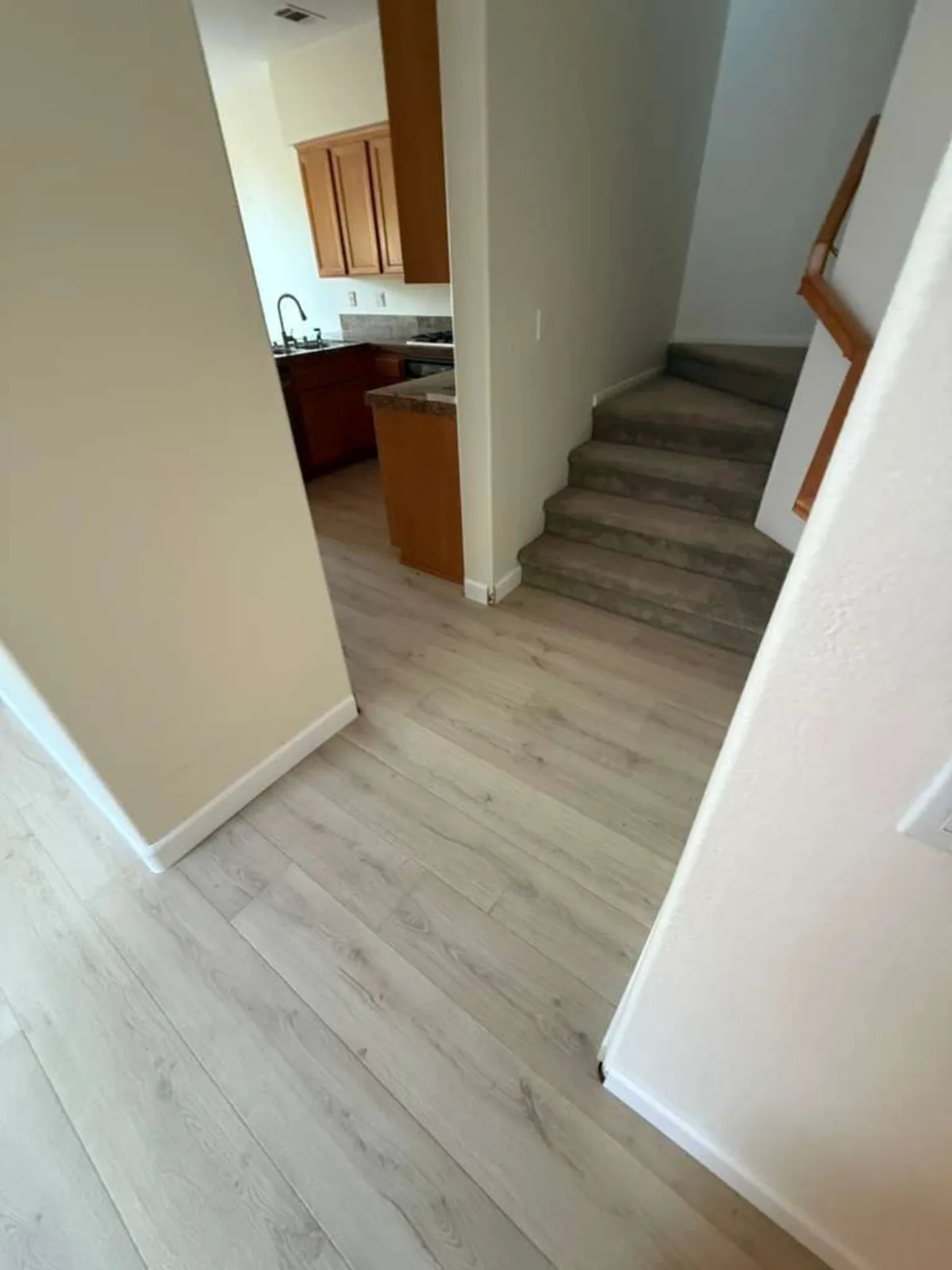 LVP flooring installed on a stairway