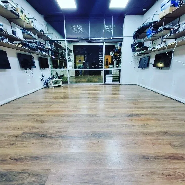 Subfloor prep before a home gym flooring install
